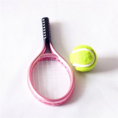 1set Diy Simulation Sporting Goods Tennis Racket Tennis Model for Dollhouse  Decoration Materials Accessories