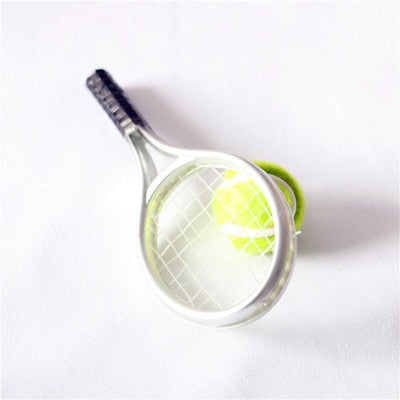 1set Diy Simulation Sporting Goods Tennis Racket Tennis Model for Dollhouse  Decoration Materials Accessories