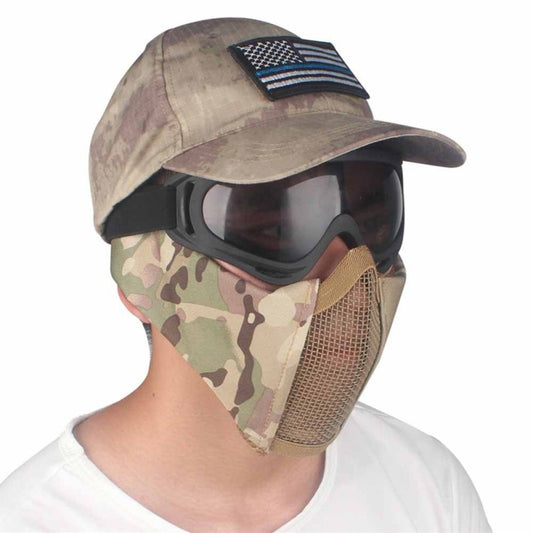 TPU Nylon Ear Protection Portable Airsoft Face Breathable Low-carbon Steel Mesh Protective Shooting Paintball Mask Wargame